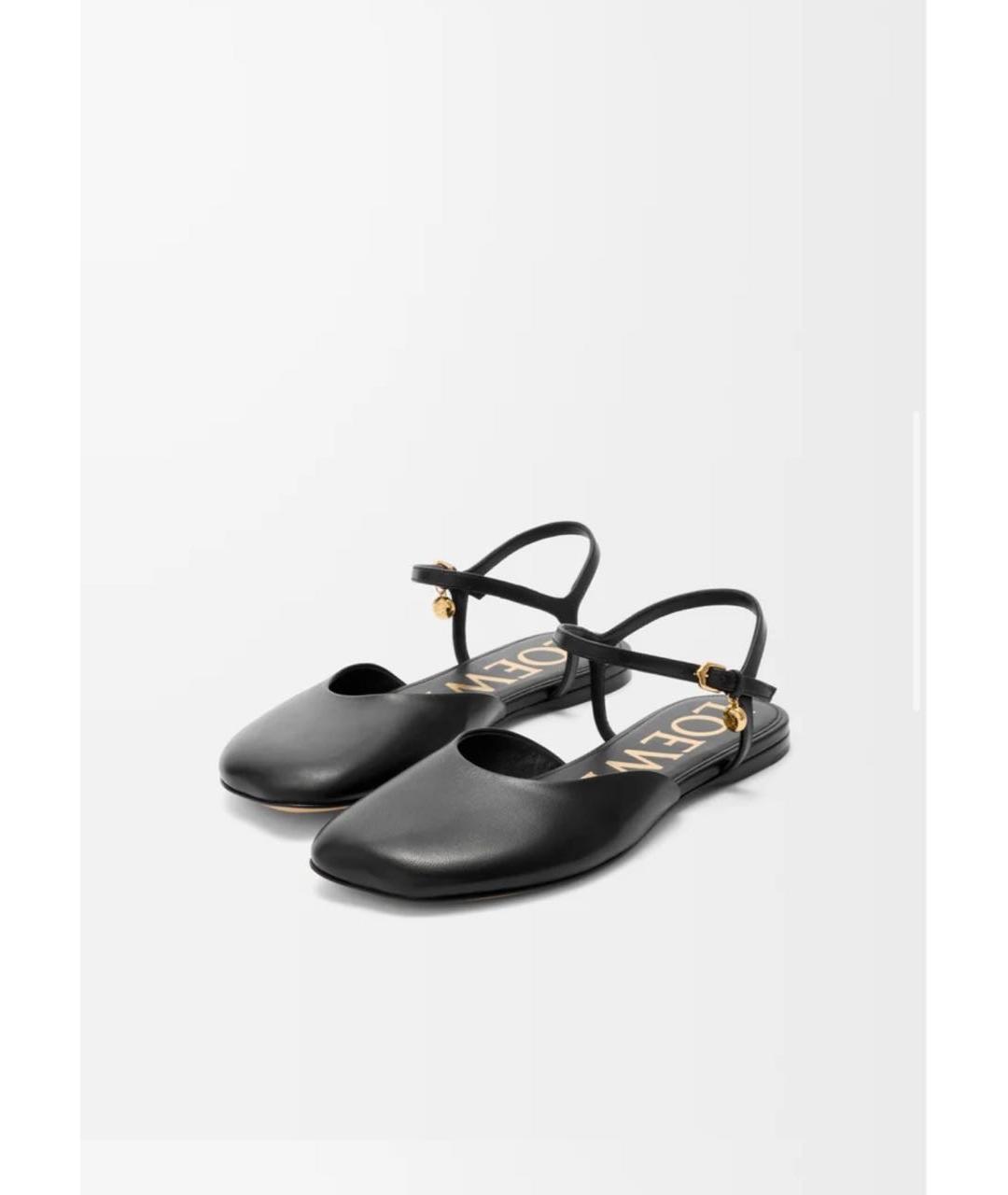 LOEWE Черные кожаные босоножки, фото 2