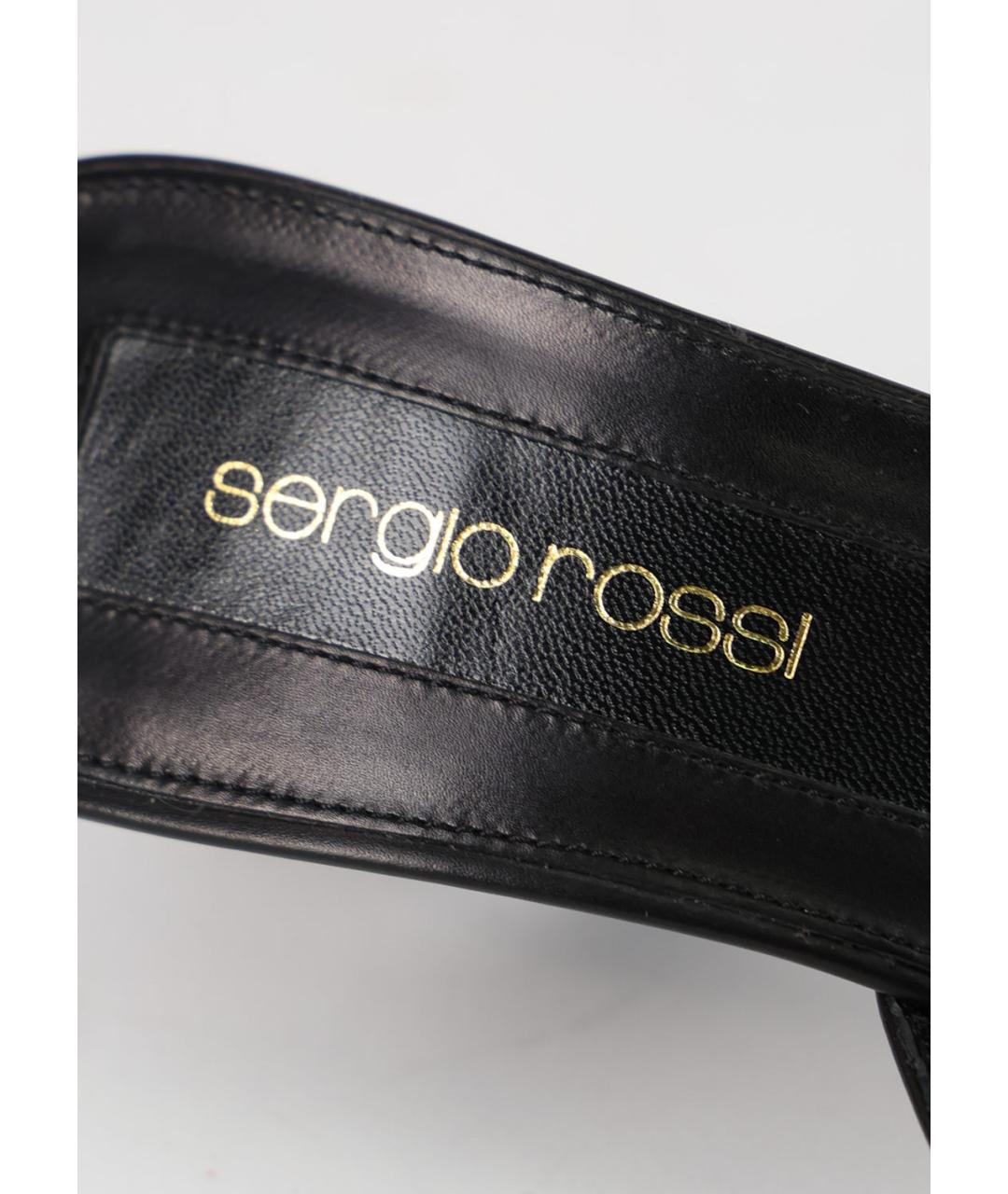 SERGIO ROSSI Черные кожаные мюли, фото 3