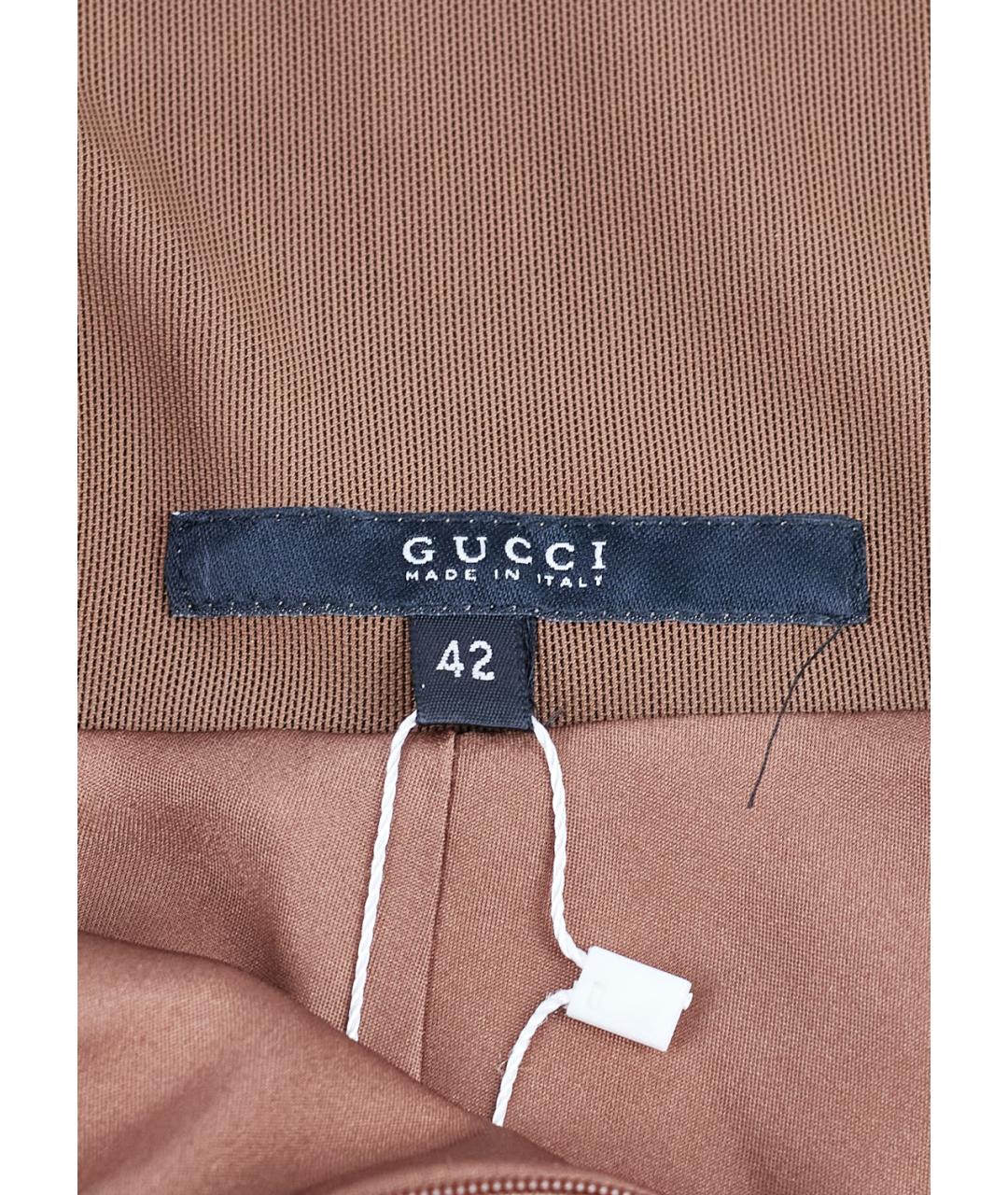 GUCCI Коричневое шелковое повседневное платье, фото 5