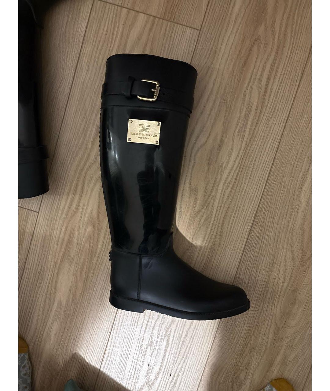ELISABETTA FRANCHI Черные резиновые сапоги, фото 6