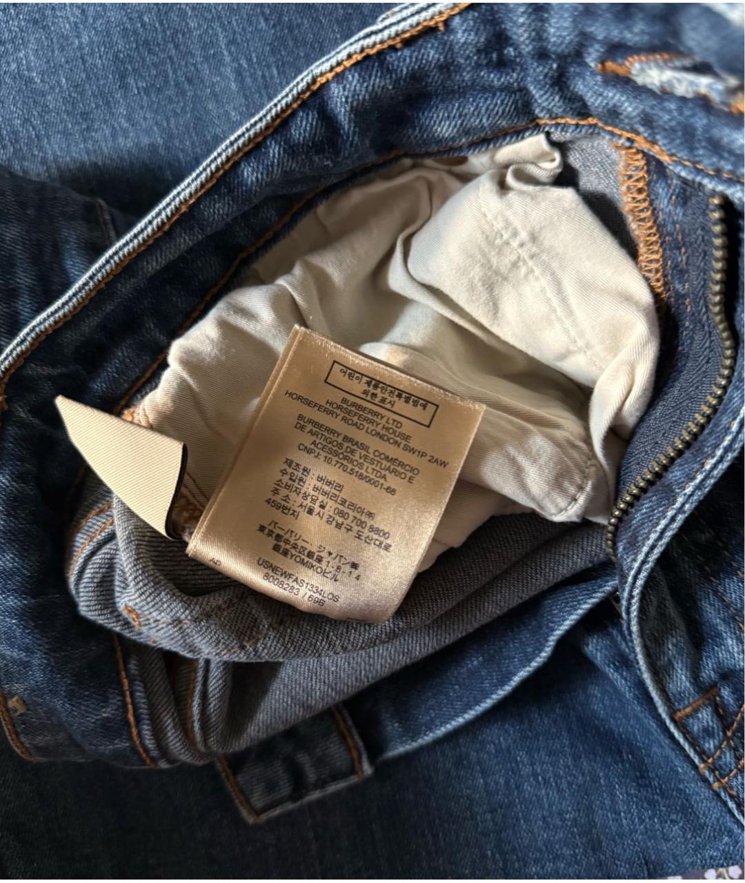 BURBERRY Темно-синие хлопко-эластановые джинсы слим, фото 6