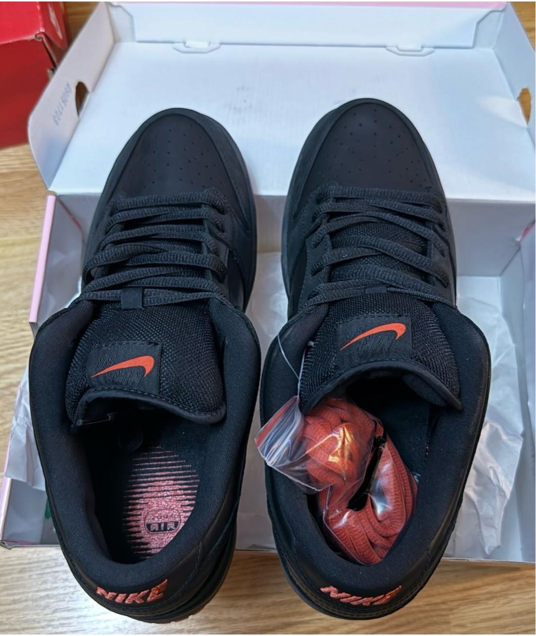 NIKE Черные кожаные низкие кроссовки / кеды, фото 3