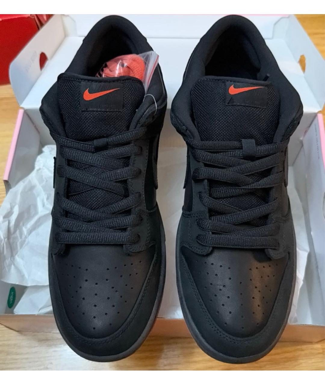NIKE Черные кожаные низкие кроссовки / кеды, фото 2