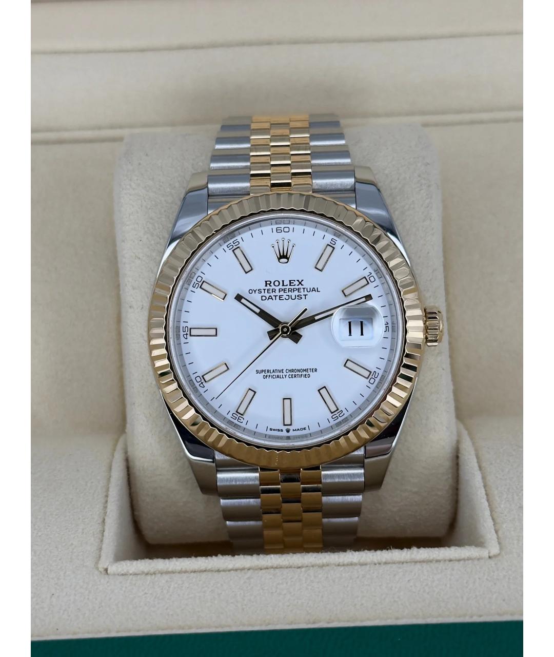 ROLEX Белые часы из желтого золота, фото 4