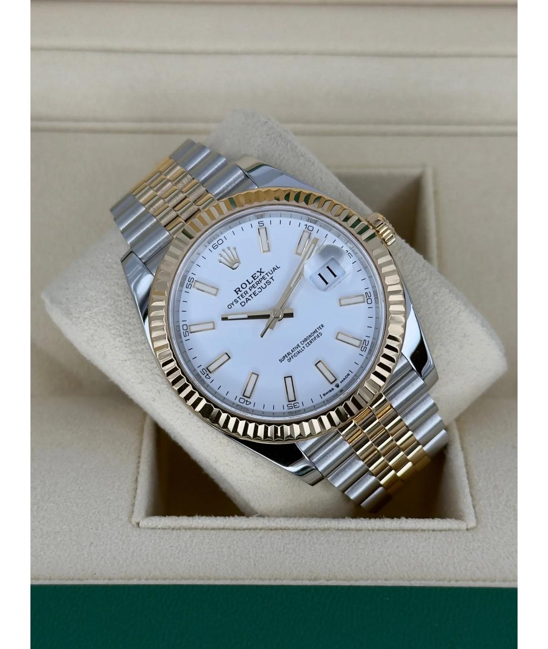 ROLEX Белые часы из желтого золота, фото 5