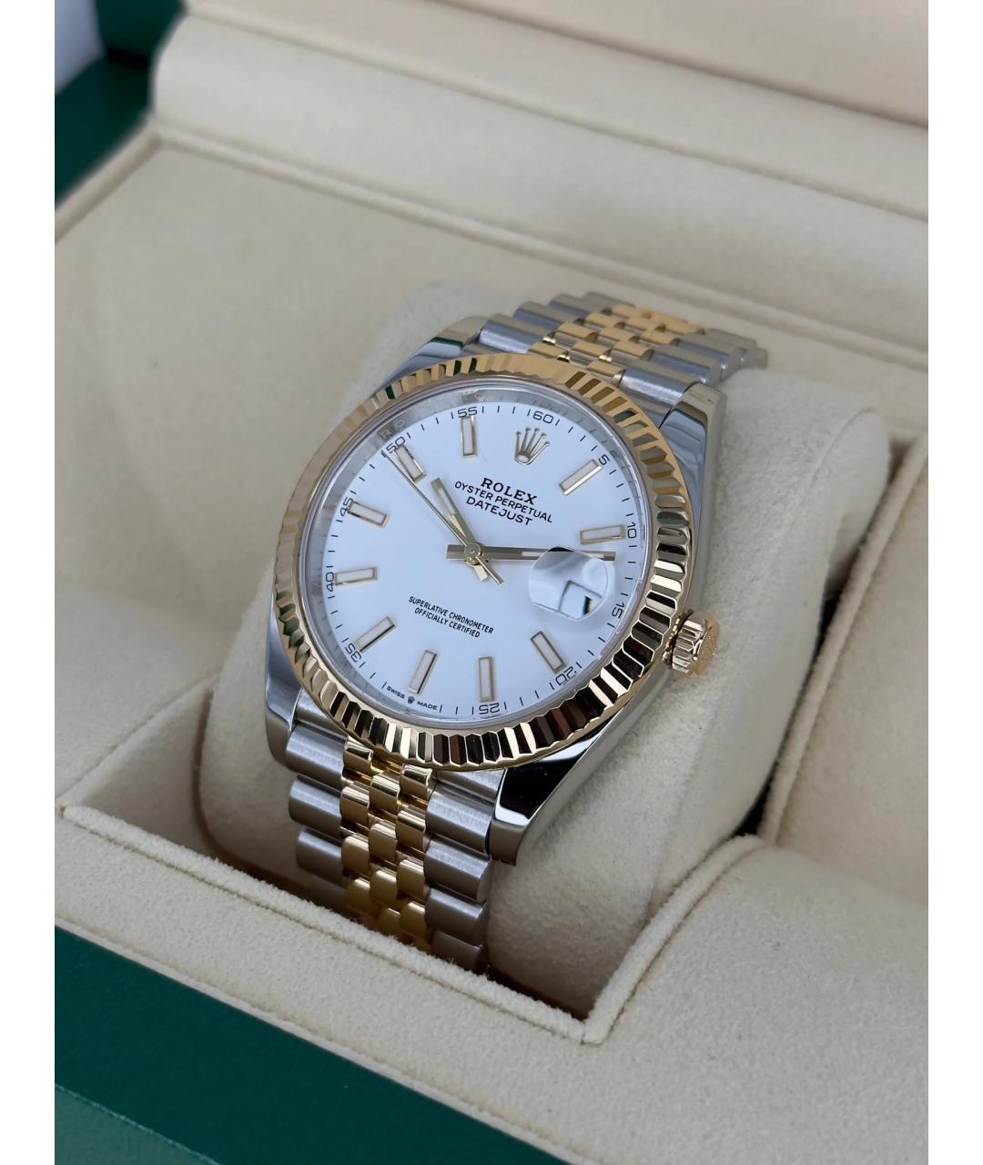 ROLEX Белые часы из желтого золота, фото 7