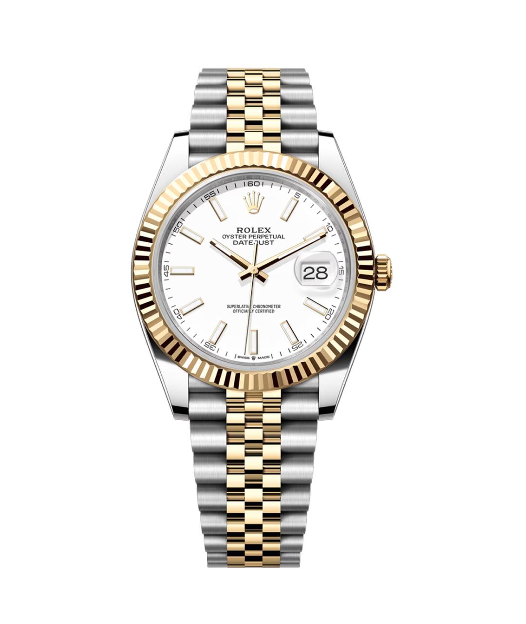 ROLEX Белые часы из желтого золота, фото 1
