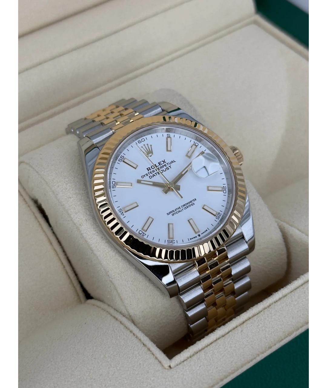ROLEX Белые часы из желтого золота, фото 6