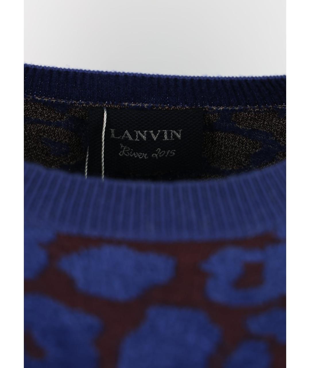 LANVIN Синее шерстяное повседневное платье, фото 4