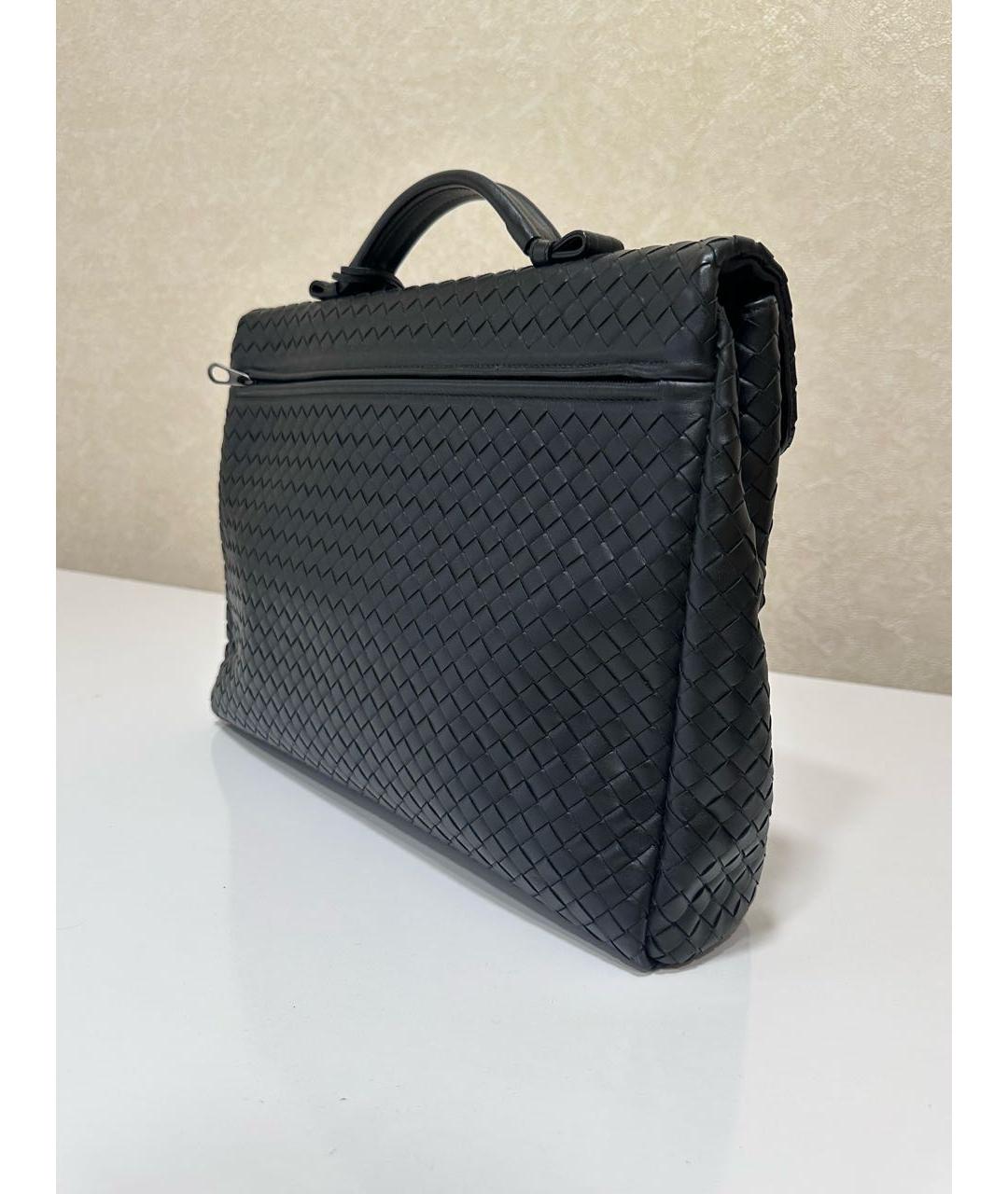 BOTTEGA VENETA Черный кожаный портфель, фото 3