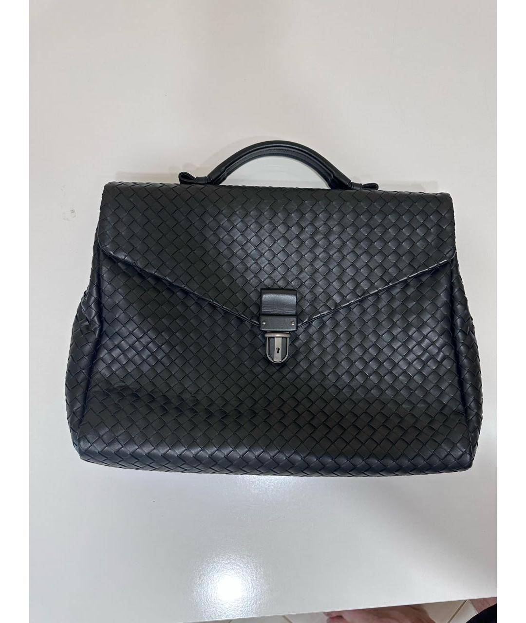 BOTTEGA VENETA Черный кожаный портфель, фото 2