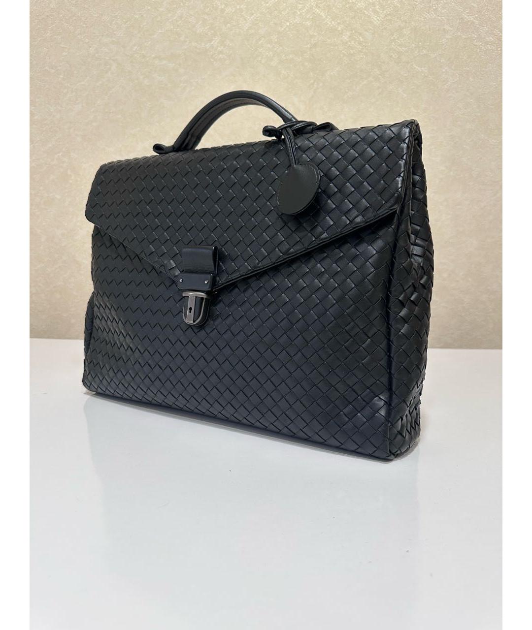BOTTEGA VENETA Черный кожаный портфель, фото 5