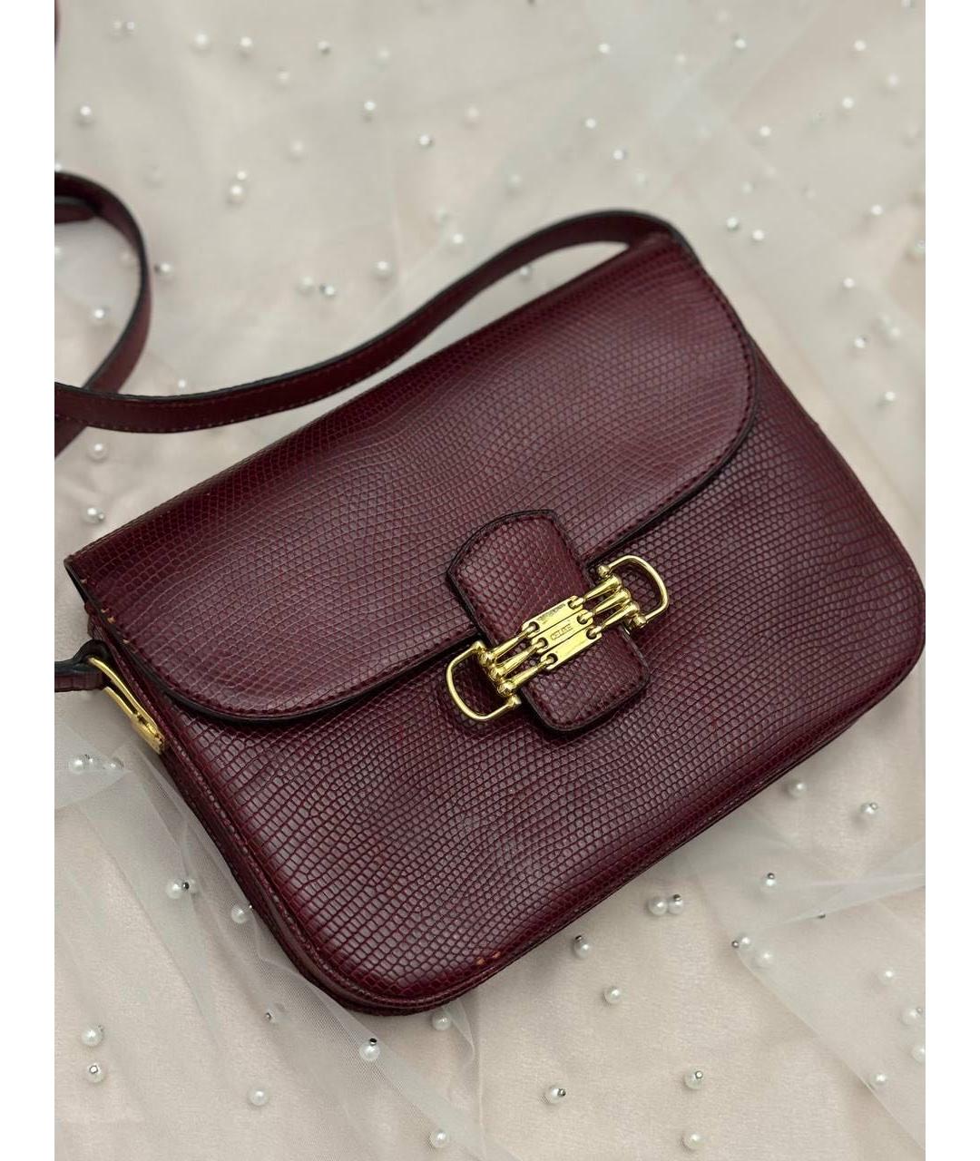 CELINE Бордовая сумка через плечо из экзотической кожи, фото 7