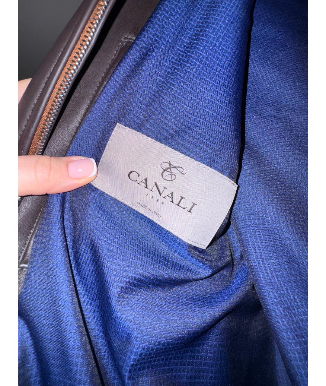 CANALI Коричневая кожаная куртка, фото 3