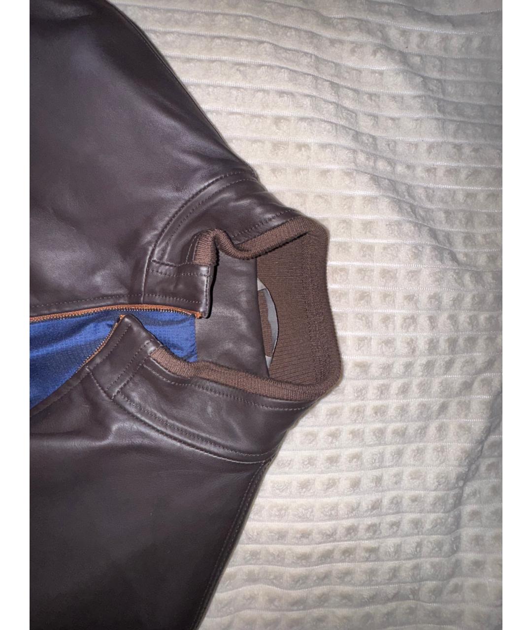 CANALI Коричневая кожаная куртка, фото 8