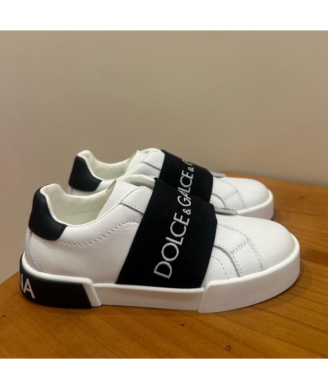 DOLCE & GABBANA KIDS Белые кожаные кеды, фото 7