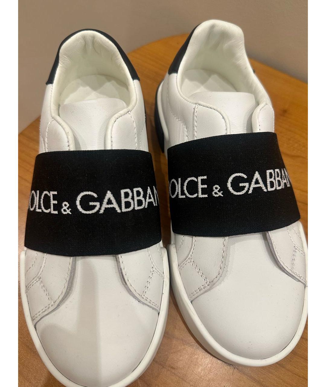 DOLCE & GABBANA KIDS Белые кожаные кеды, фото 5