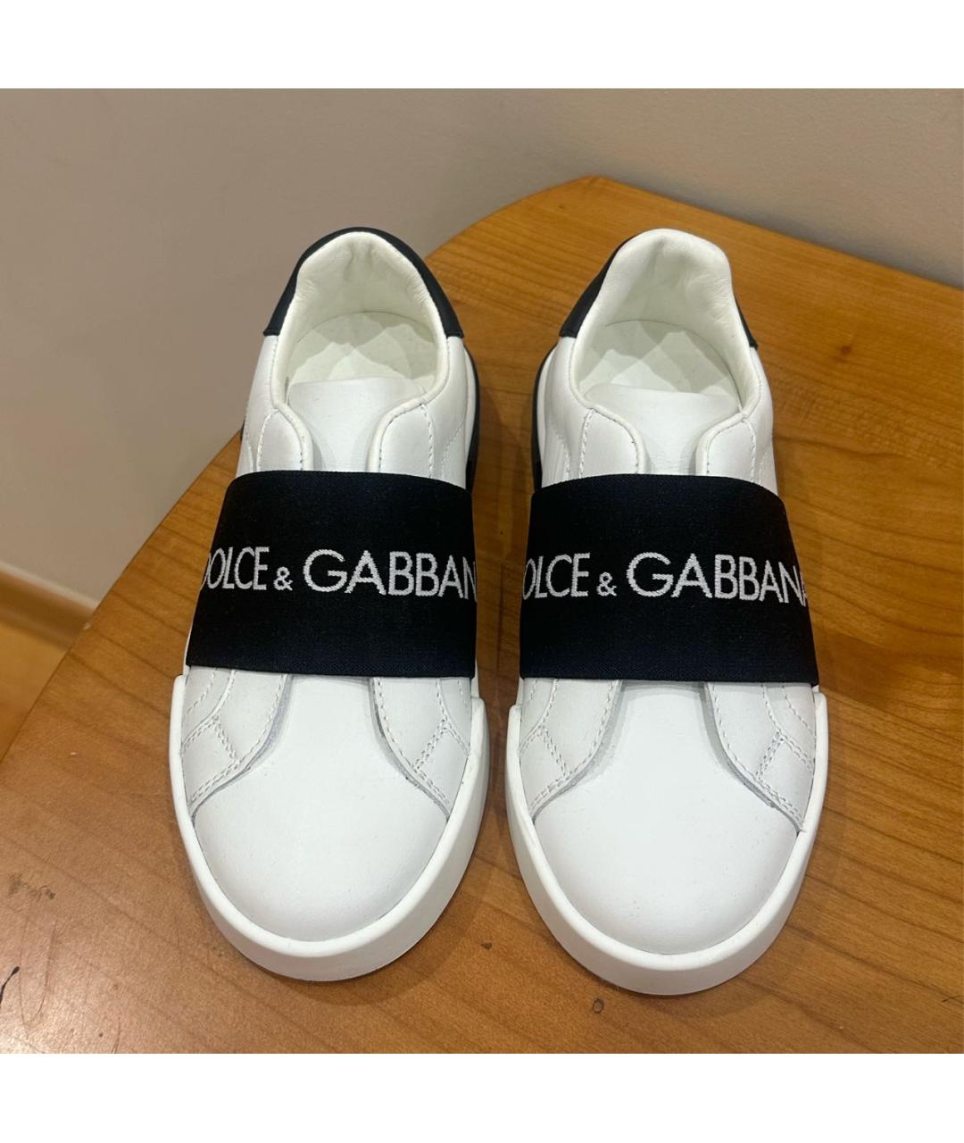 DOLCE & GABBANA KIDS Белые кожаные кеды, фото 2