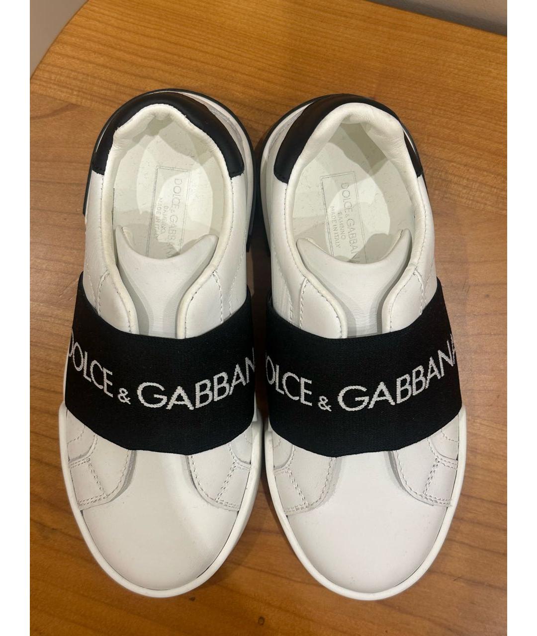 DOLCE & GABBANA KIDS Белые кожаные кеды, фото 3