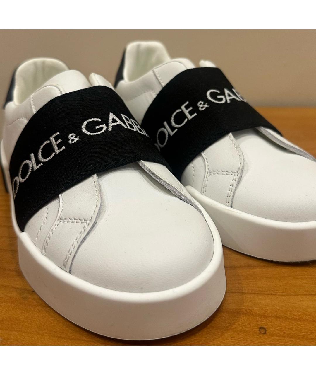 DOLCE & GABBANA KIDS Белые кожаные кеды, фото 6