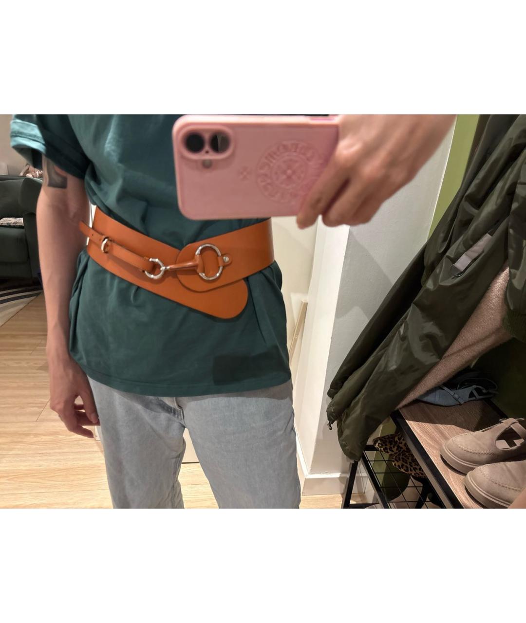 GUCCI Оранжевый кожаный ремень, фото 6