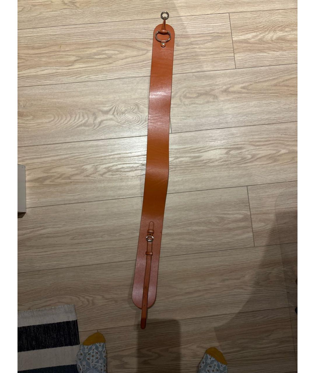 GUCCI Оранжевый кожаный ремень, фото 4