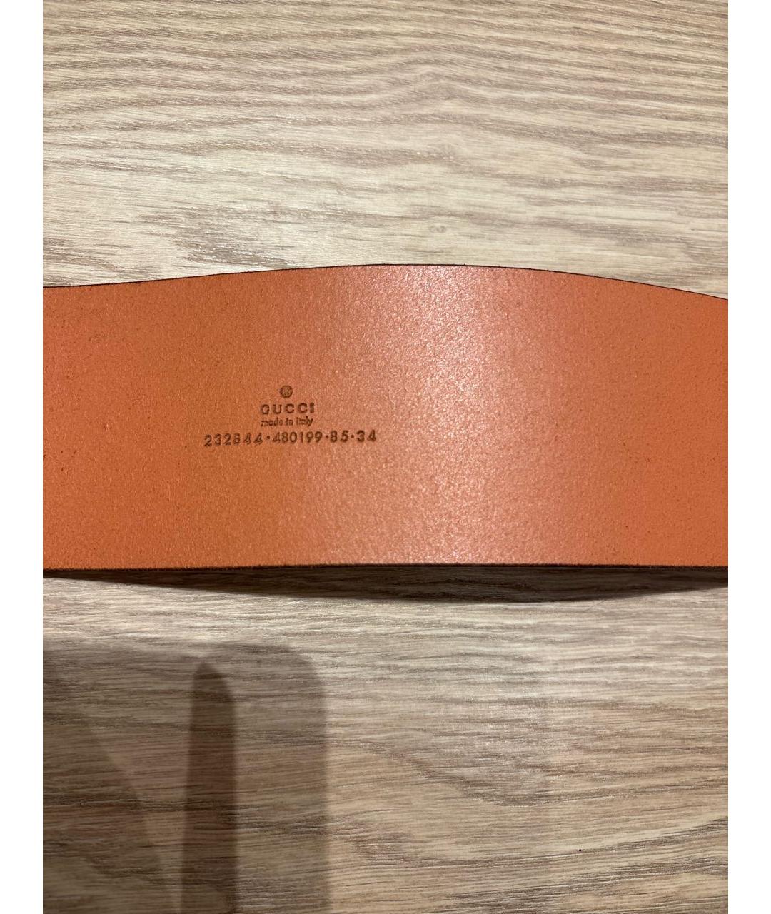 GUCCI Оранжевый кожаный ремень, фото 3