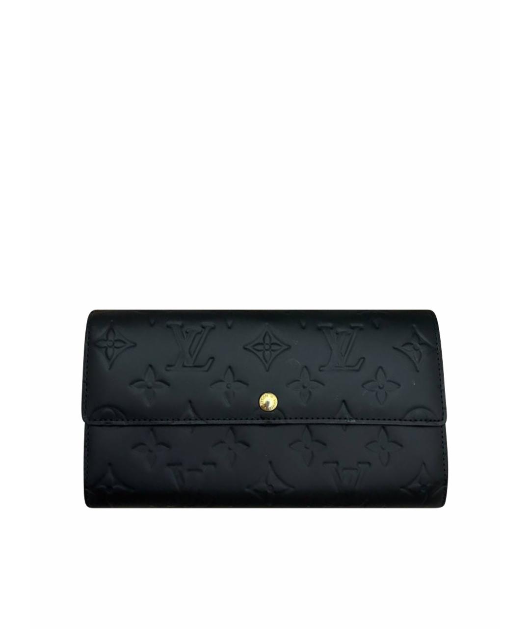 LOUIS VUITTON Черный кожаный кошелек, фото 1