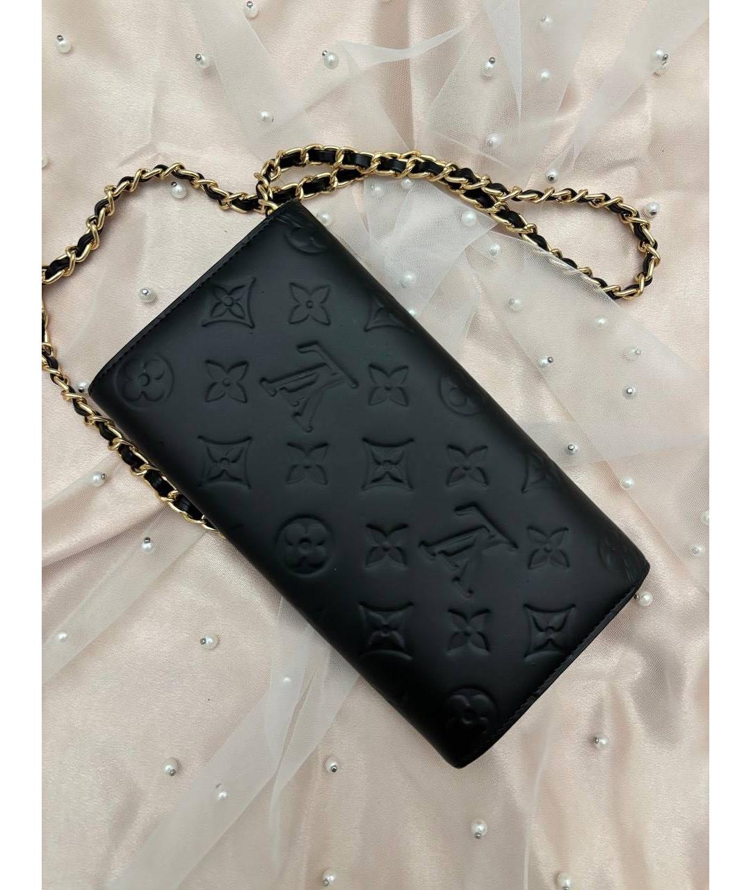 LOUIS VUITTON Черный кожаный кошелек, фото 2