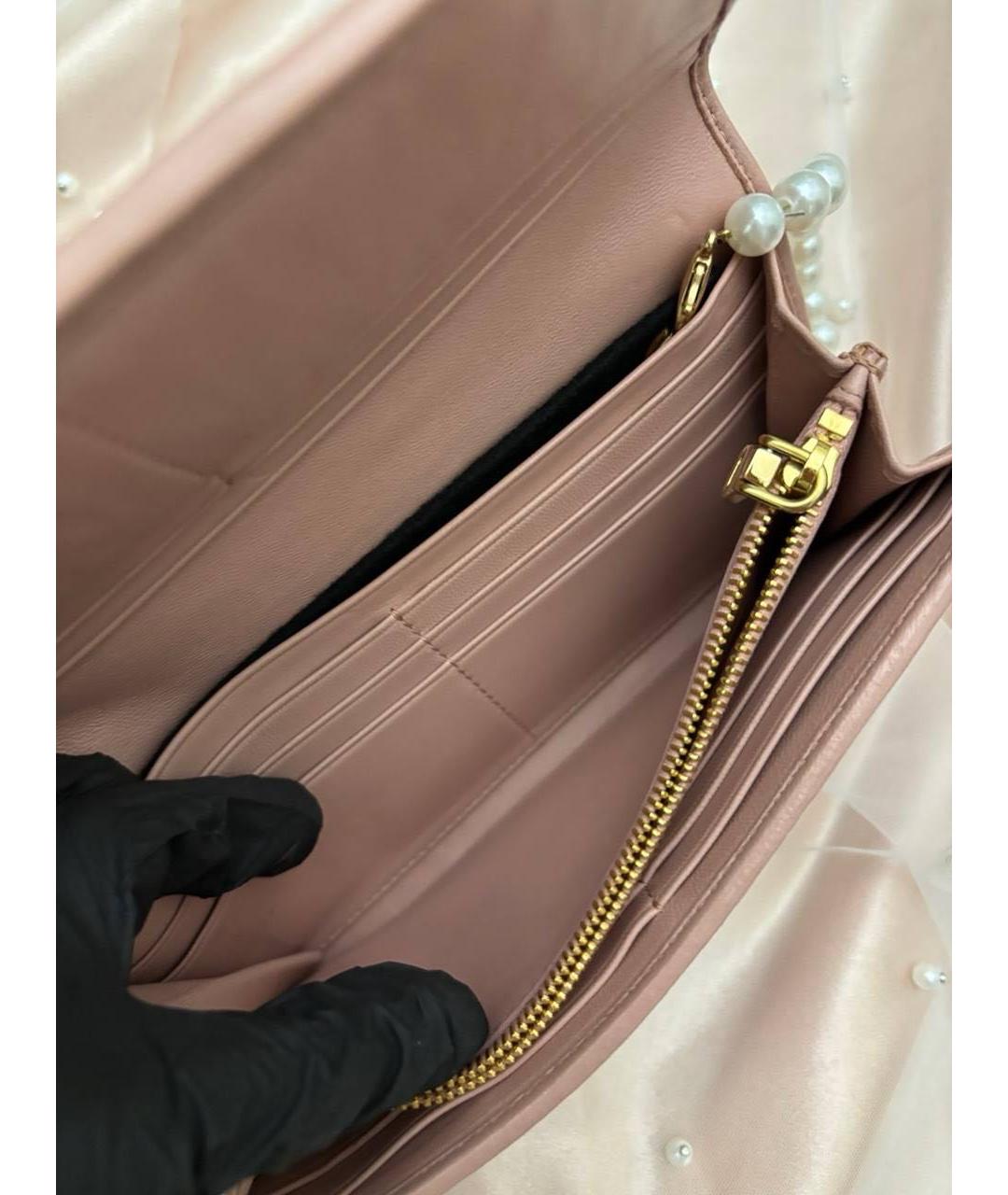 MIU MIU Розовый кожаный кошелек, фото 3