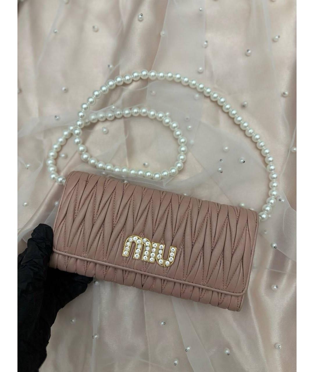MIU MIU Розовый кожаный кошелек, фото 7