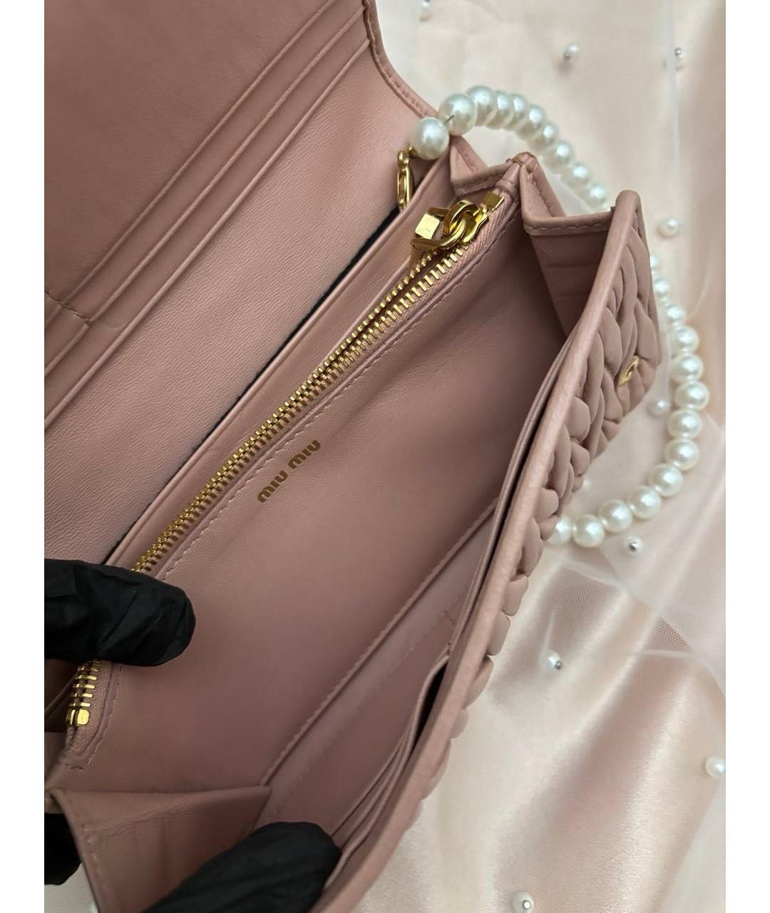 MIU MIU Розовый кожаный кошелек, фото 4