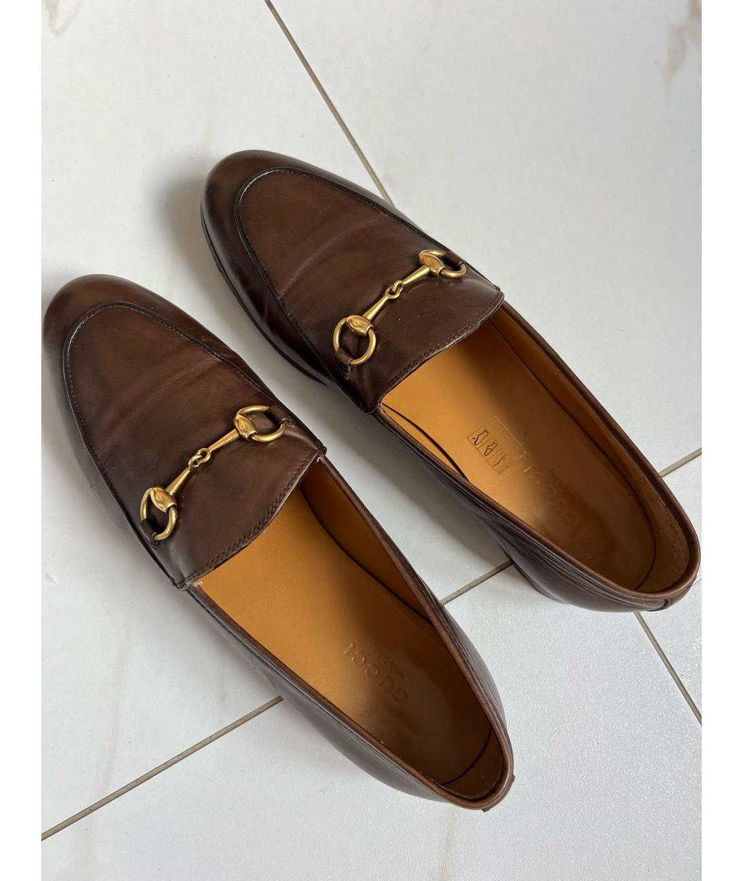 GUCCI Коричневые кожаные лоферы, фото 3