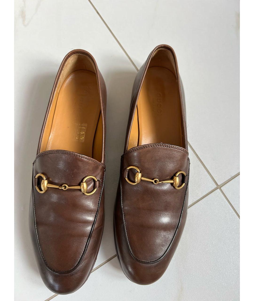 GUCCI Коричневые кожаные лоферы, фото 2