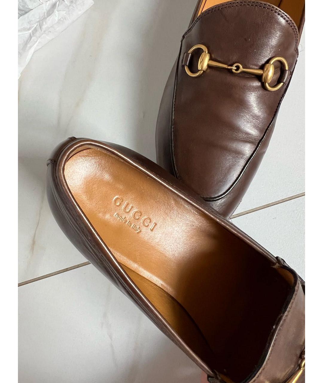 GUCCI Коричневые кожаные лоферы, фото 5