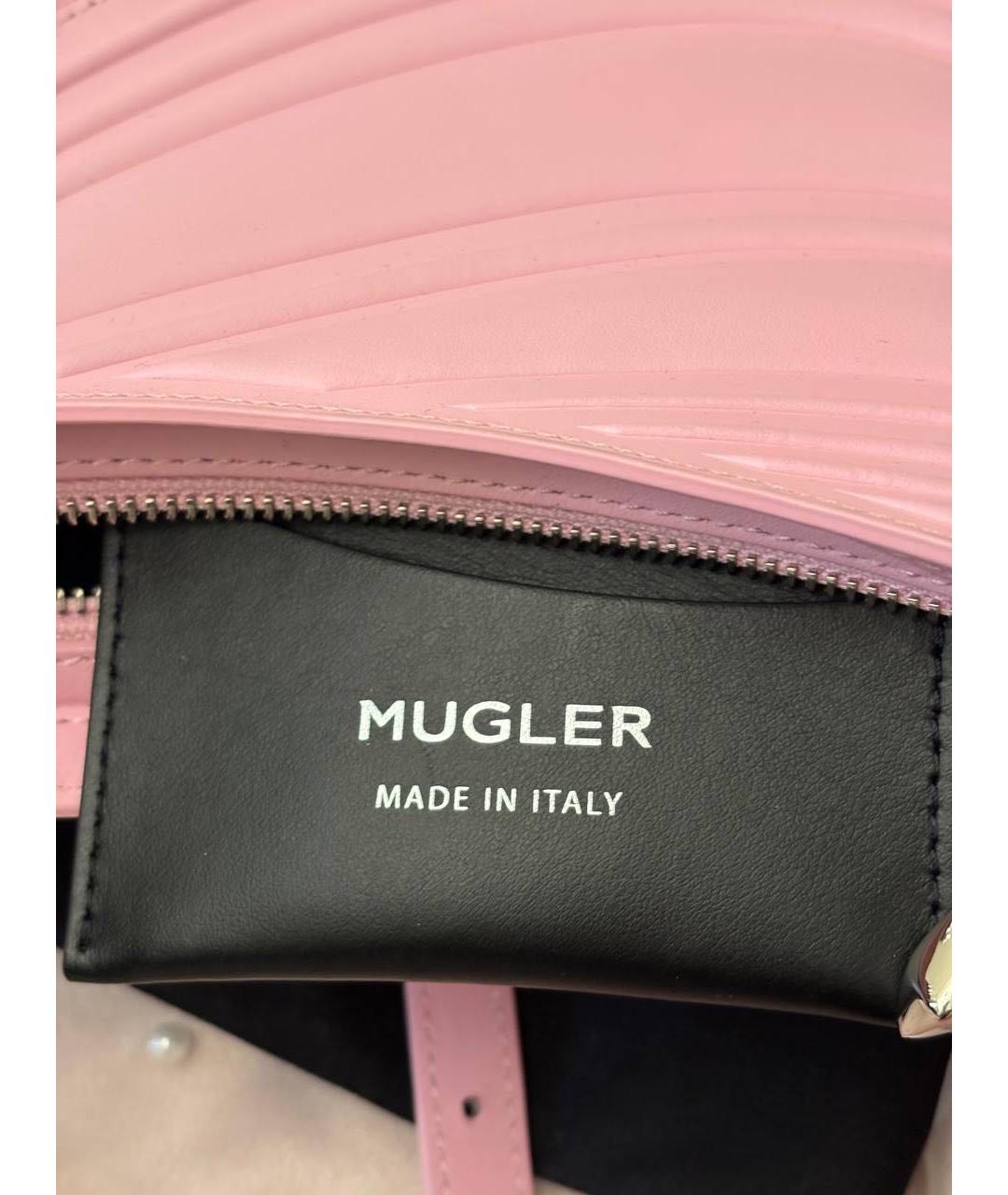 MUGLER Розовая кожаная сумка через плечо, фото 6
