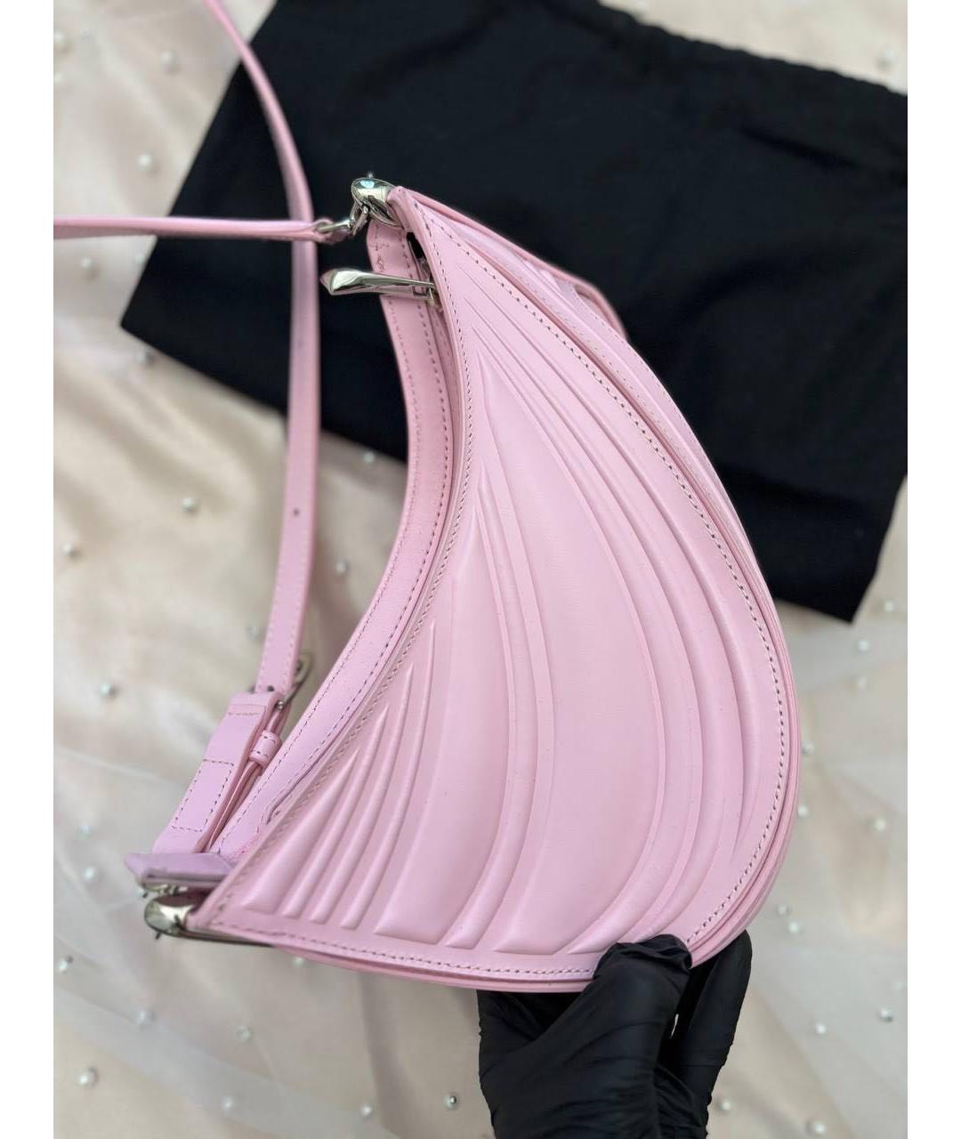 MUGLER Розовая кожаная сумка через плечо, фото 4