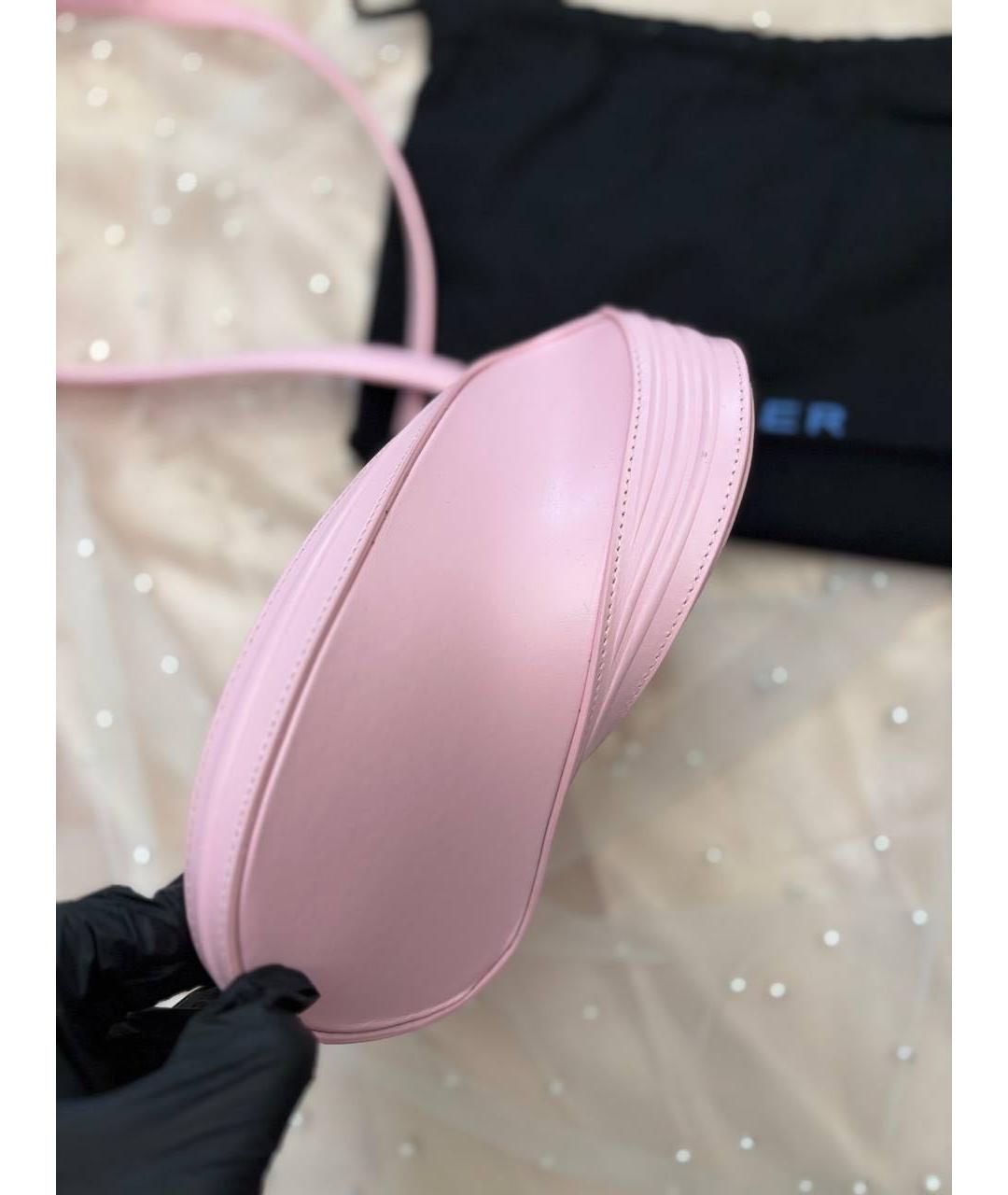 MUGLER Розовая кожаная сумка через плечо, фото 3