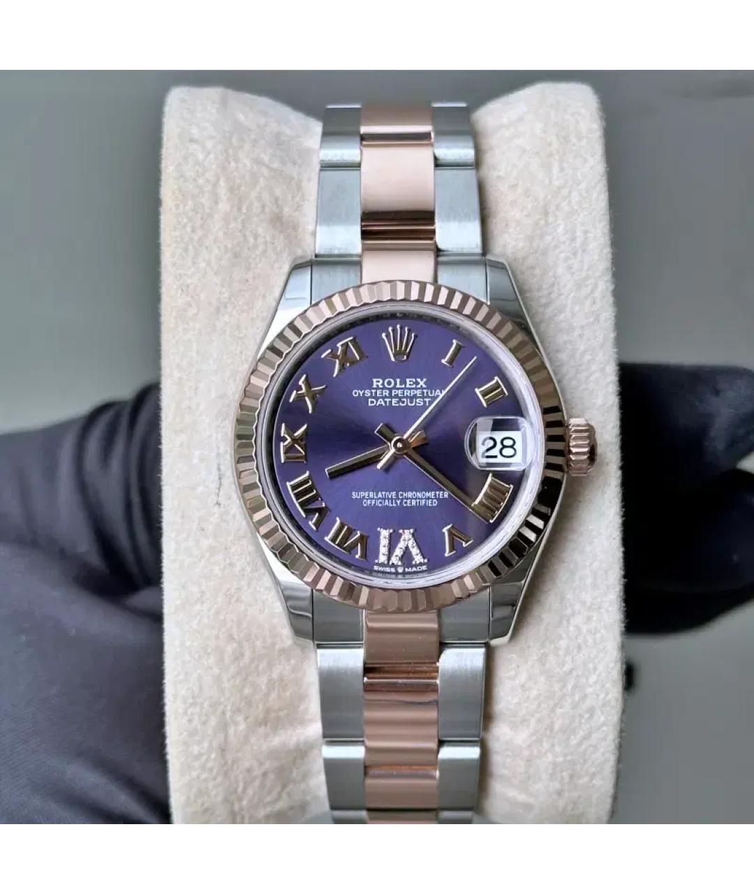 ROLEX Фиолетовые часы из розового золота, фото 2