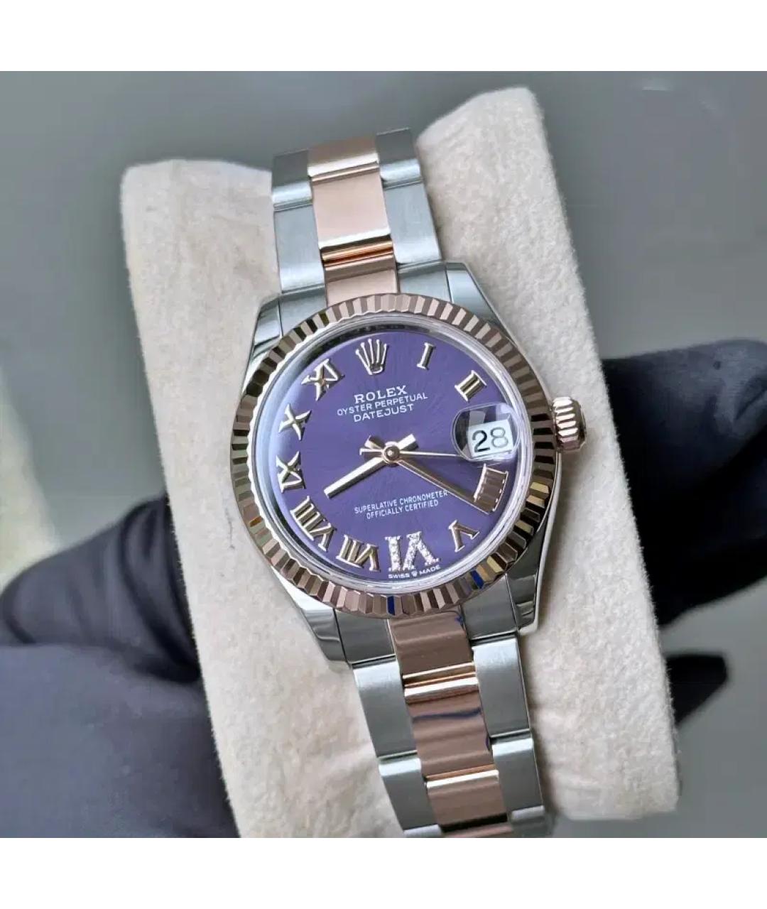 ROLEX Фиолетовые часы из розового золота, фото 4