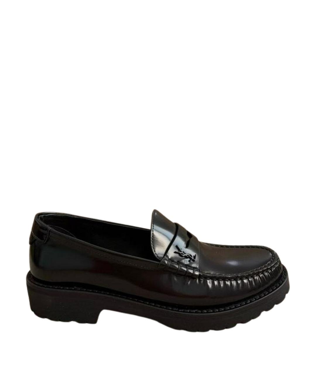 SAINT LAURENT Черные кожаные лоферы, фото 1