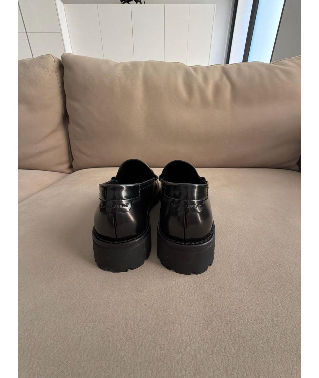 SAINT LAURENT Черные кожаные лоферы, фото 4