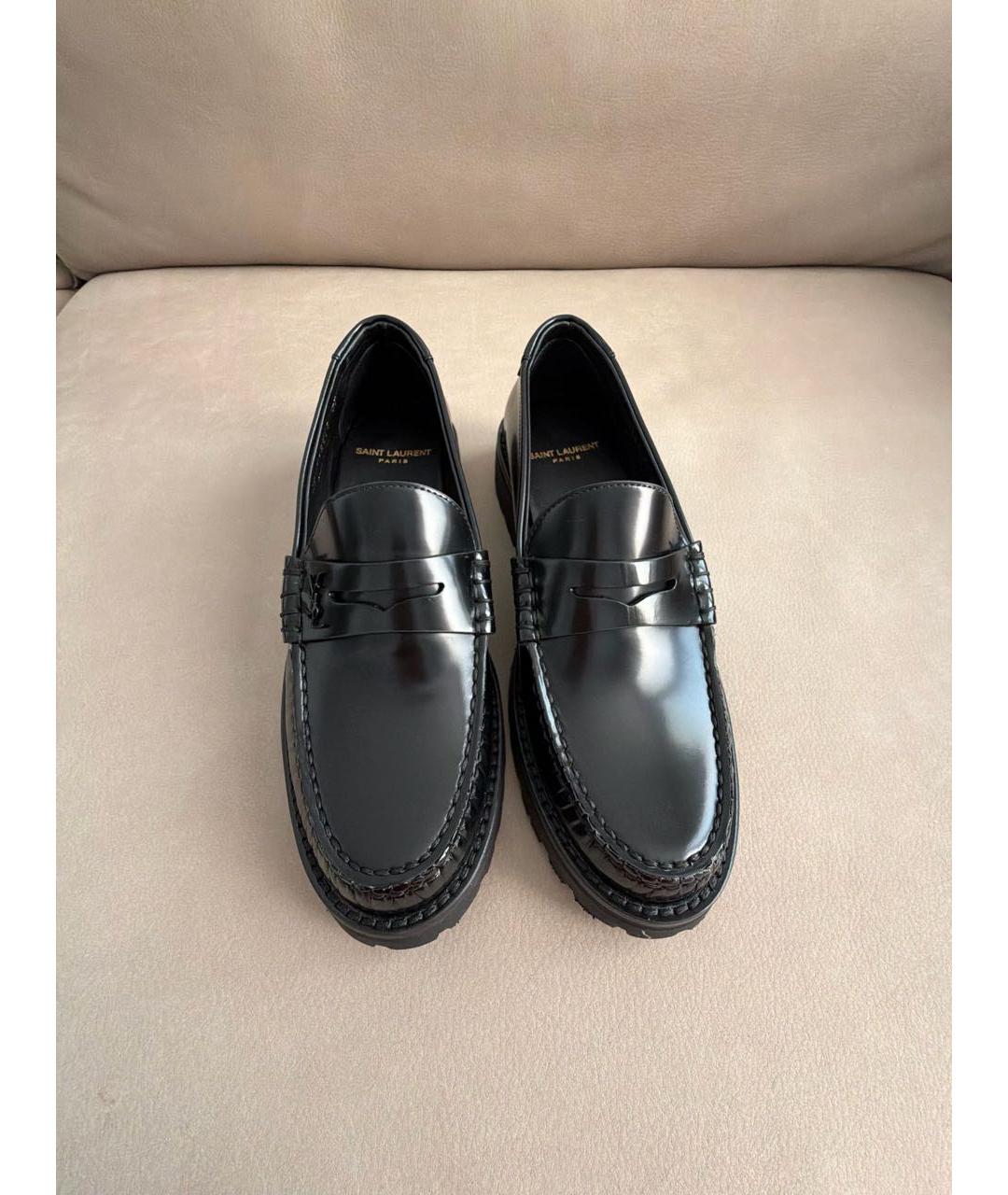 SAINT LAURENT Черные кожаные лоферы, фото 2