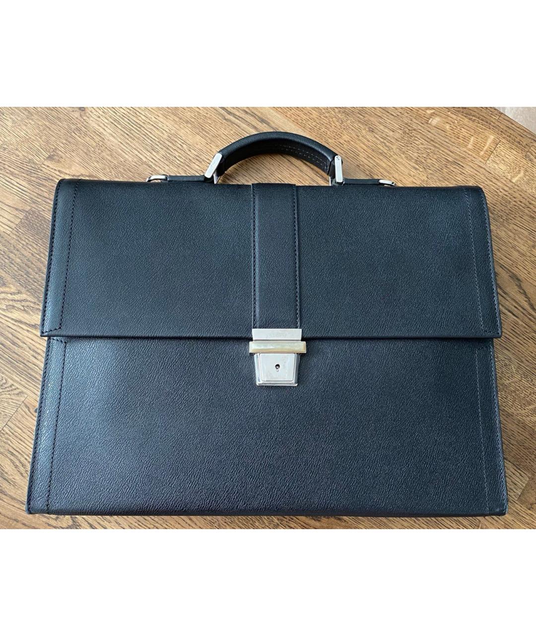 BRIONI Черный кожаный портфель, фото 3