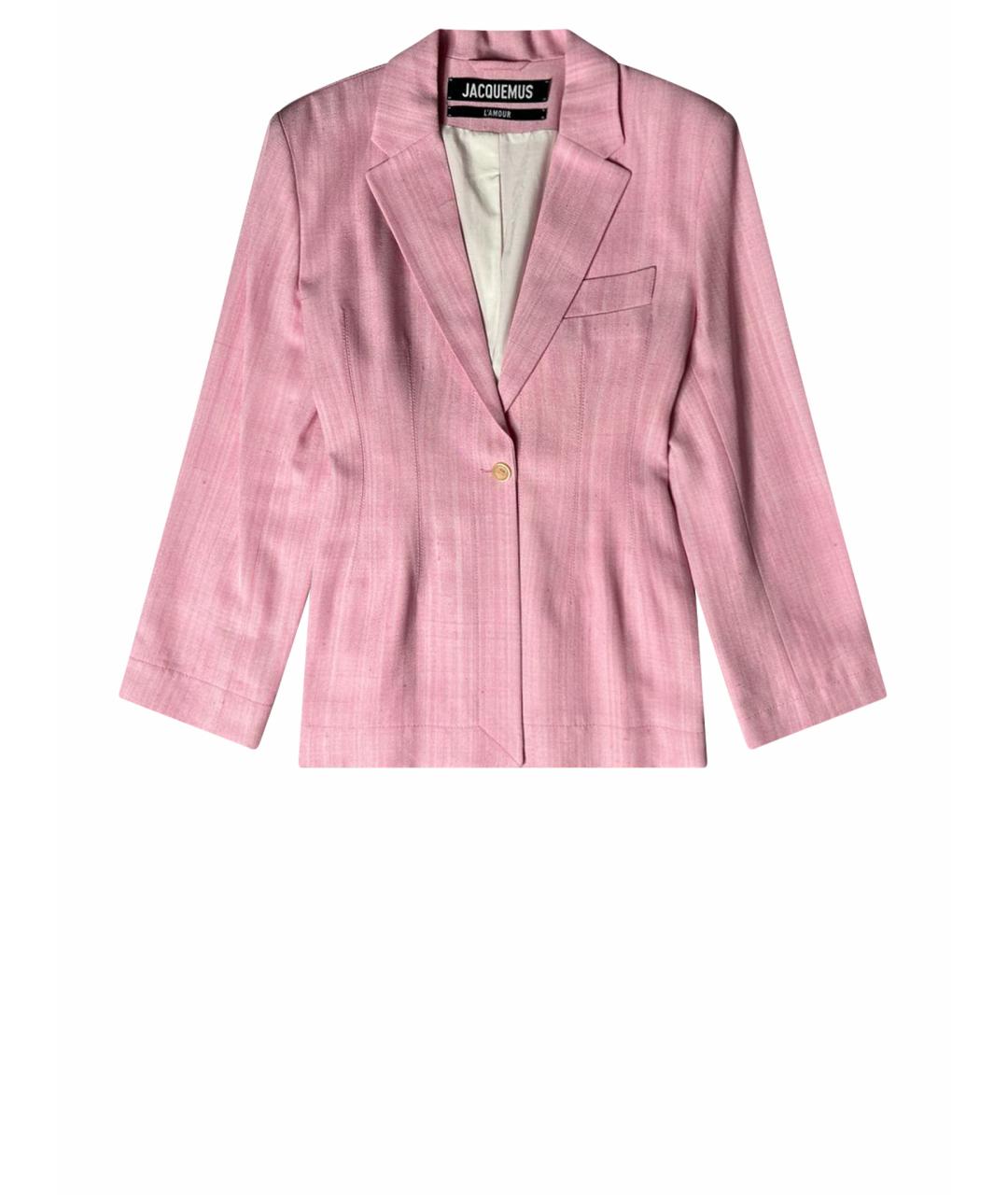 JACQUEMUS Розовый шелковый костюм с брюками, фото 1