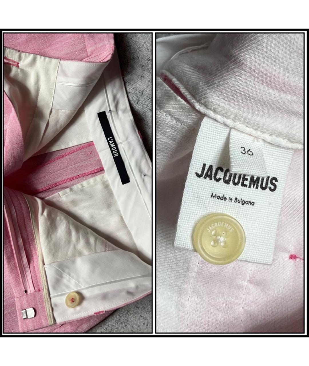JACQUEMUS Розовый шелковый костюм с брюками, фото 8