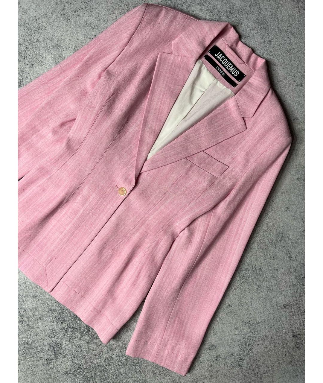 JACQUEMUS Розовый шелковый костюм с брюками, фото 4