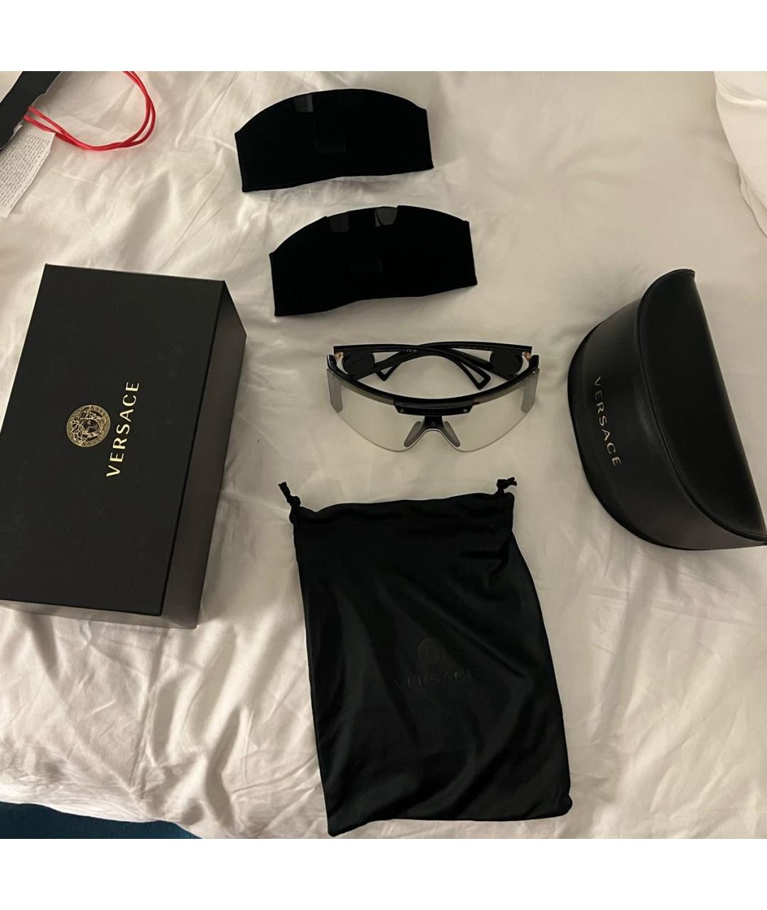 VERSACE Черные пластиковые солнцезащитные очки, фото 3