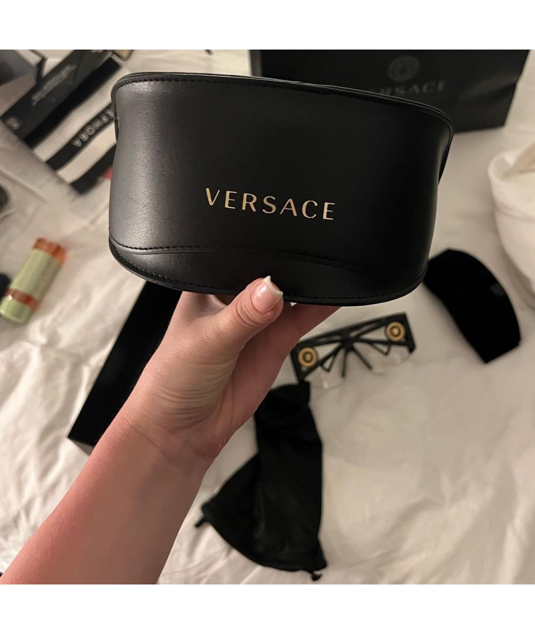 VERSACE Черные пластиковые солнцезащитные очки, фото 4