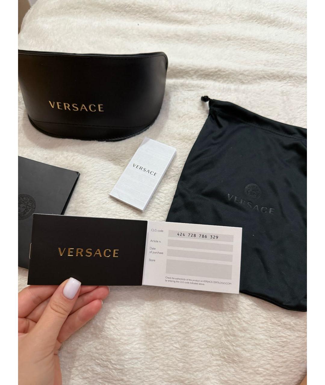 VERSACE Черные пластиковые солнцезащитные очки, фото 5